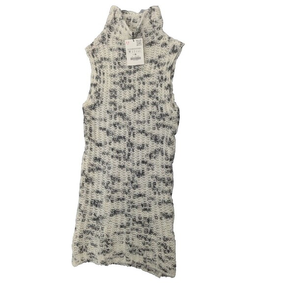 Zara Cream and Black Sleeveless Alpaca Wool Blend Sweater M - Picture 2 of 13